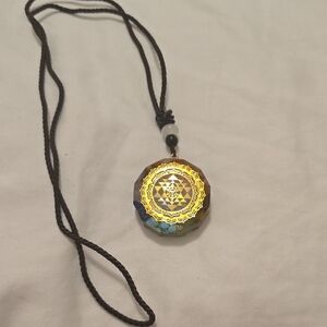 Gold and Blue Pendant Necklace